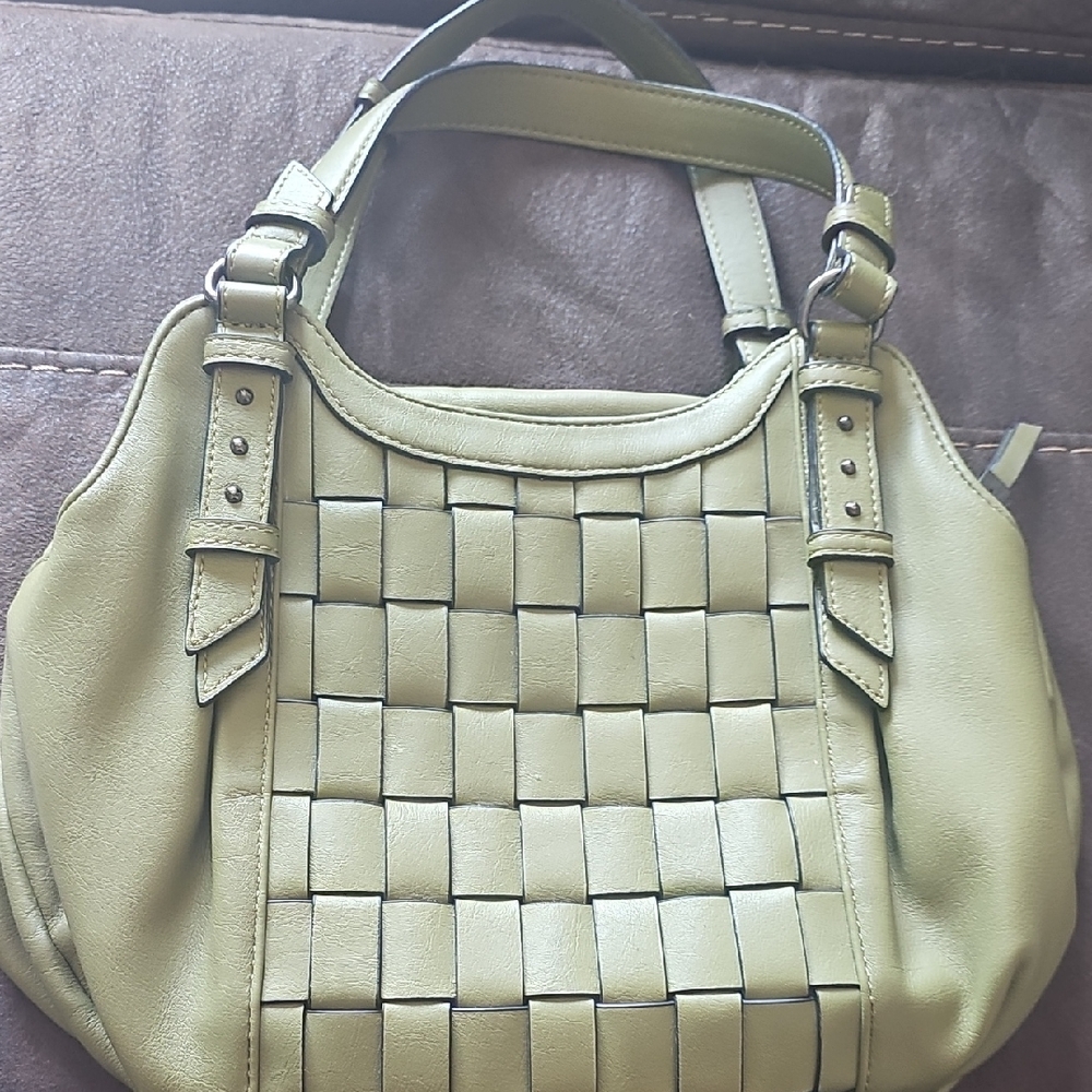 Vera Wang Olive Woven Shoulder Bag
